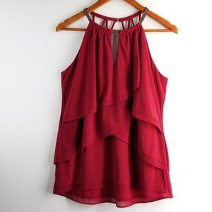 WHBM Chiffon Strappy Ruffle Blouse